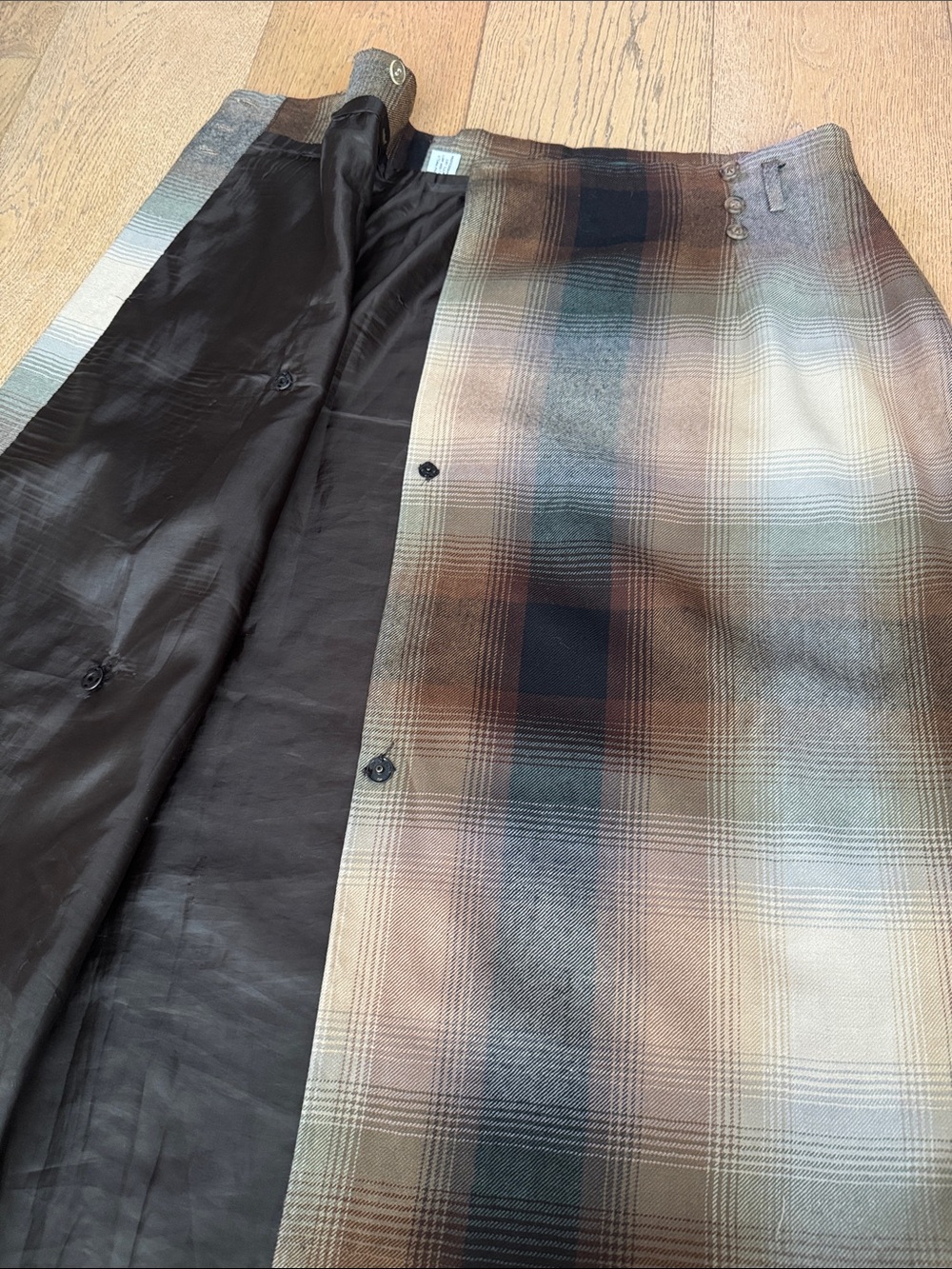 Lauren Ralph Lauren brown ombre plaid wool-blend wrap midi skirt - Picture 7 of 9
